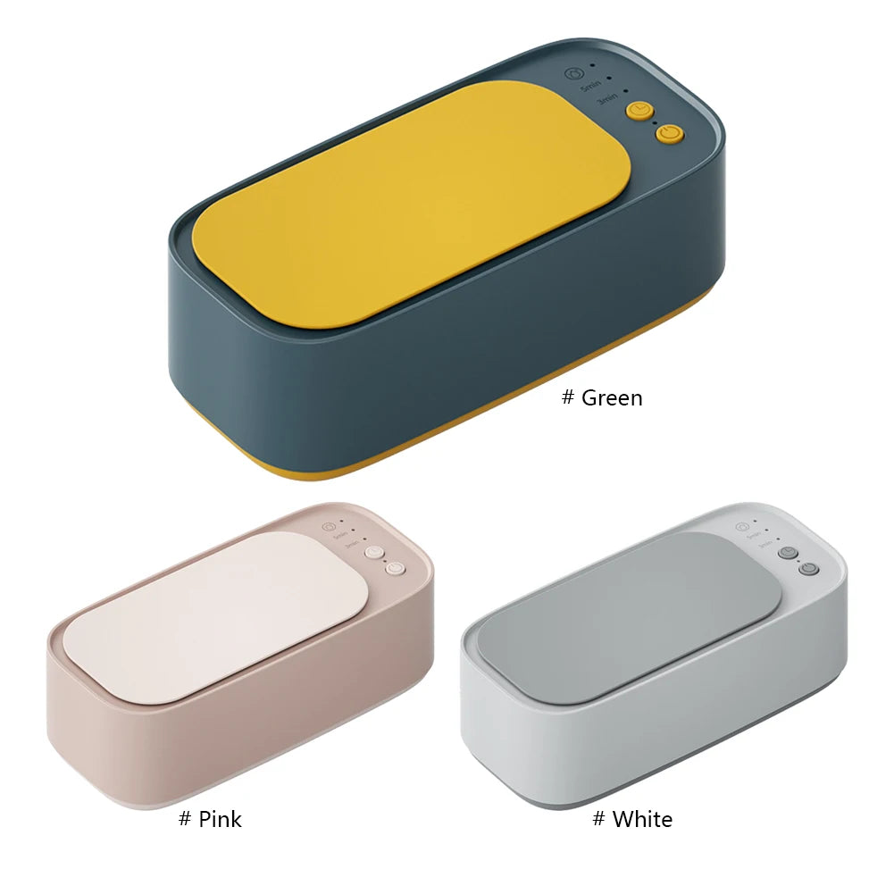 Portable Ultrasonic Cleaning Machine 45KHZ High Frequency Vibration Cleaner 360° Timing Washing for Jewelry/Eyeglass/Makeup Tool