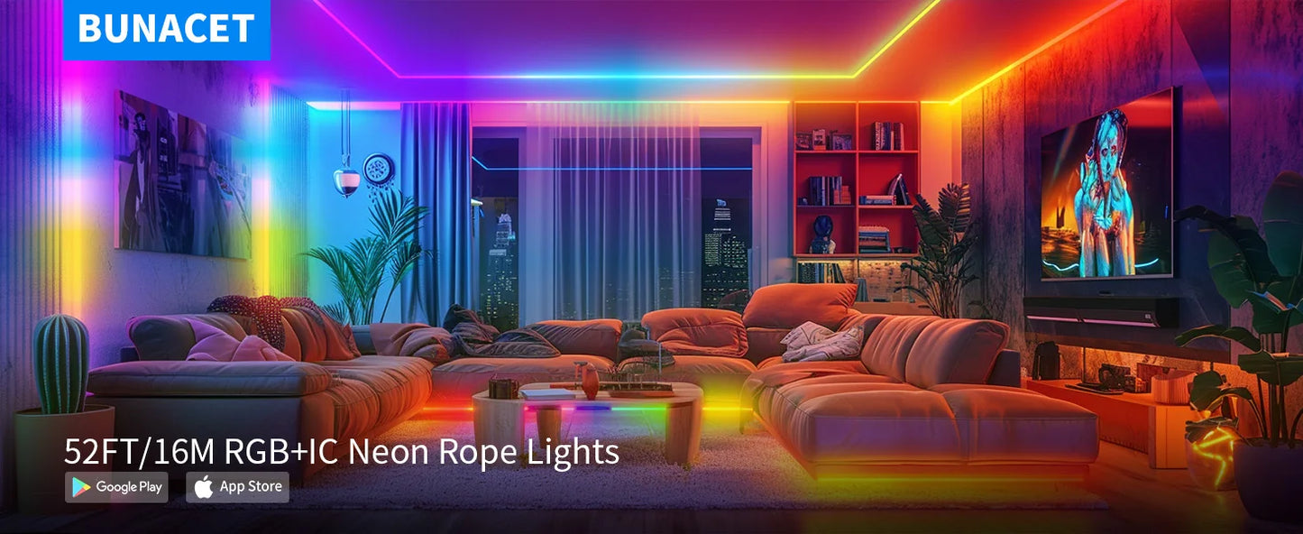 LED Neon RGBIC Lights 8M 16M 72Leds/m LED Lights with RF Remote Bluetooth Flexible Waterproof Music Sync DIY Design Lights Decor