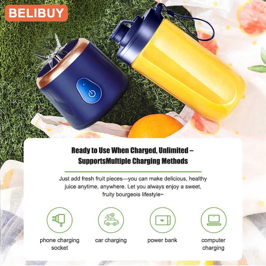 400ml Portable Juicer Blender  Electric Fruit Juicer USB Charging Lemon Orange Fruit Juicing Cup Smoothie Blender Machine