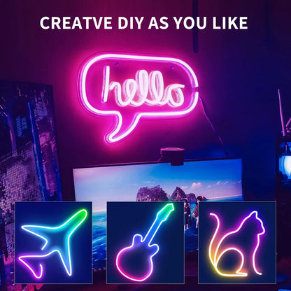 LED Neon Strip Light ,3/5m Smart LED WIFI APP RGB ,16Colors, DIY Light Waterproof Flexible Light Strip Work With Alexa