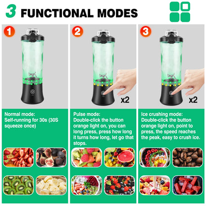 Professional 2 In 1 Portable Blender 600ML Electric Juicer Fruit Mixers USB Rechargeable Smoothie Mini Blender Personal Juicer