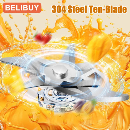 BELIBUY 450ML Electric Juicer Cup 2 Cups For Travel Portable Juicer Mixer Usb Charge Fresh Fruit Juice Personal Blender Smoothie