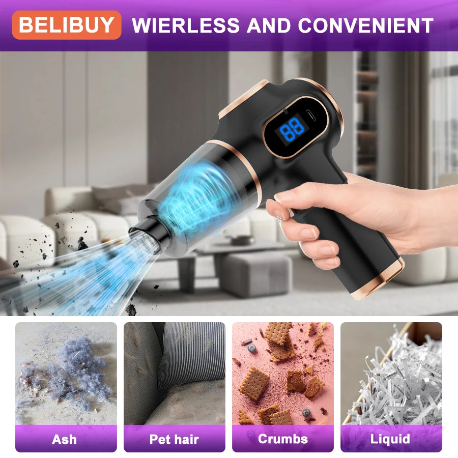BELIBUY Wireless Car Vacuum Cleaner Home Appliance Sofa Office High-Power Household Cleaning Machine Mini Vacuum Carpet Cleaner