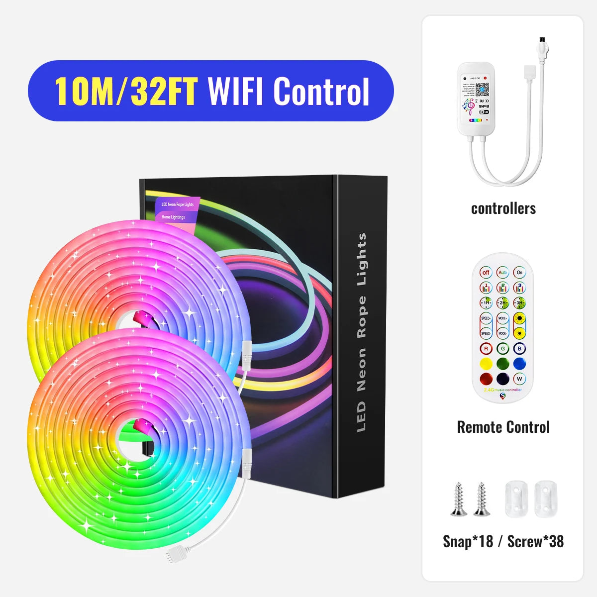 LED Neon Strip Light ,3/5m Smart LED WIFI APP RGB ,16Colors, DIY Light Waterproof Flexible Light Strip Work With Alexa