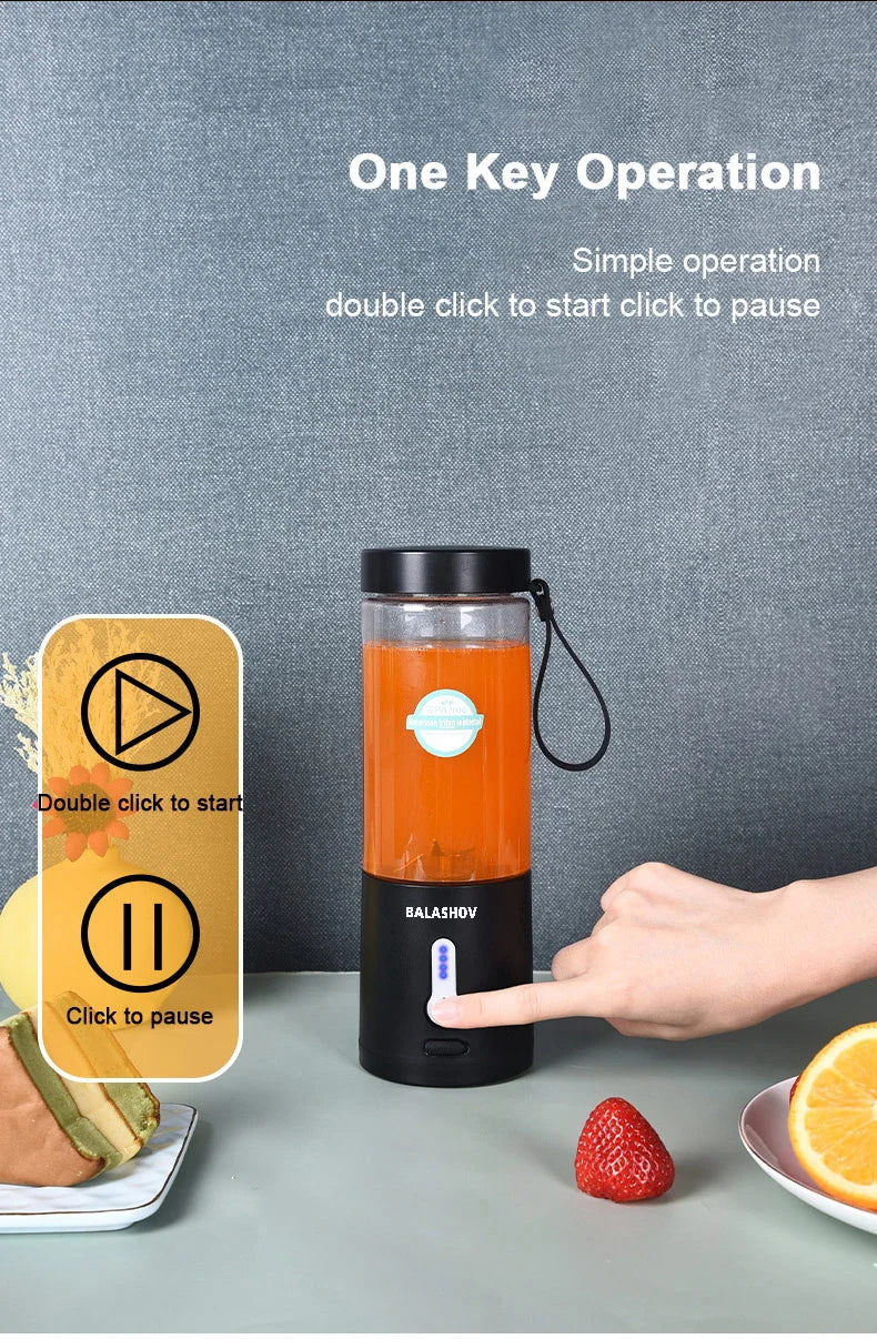 530ML Electric Juicer Portable Smoothie Blender USB Rechargeable Multifunction Fruit Mixer Machine Mini Juicer Maker Blender Cup