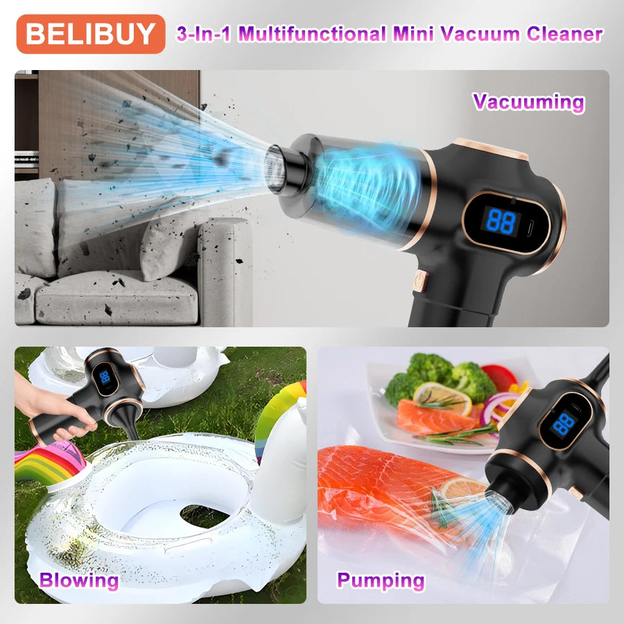 BELIBUY Wireless Car Vacuum Cleaner Home Appliance Sofa Office High-Power Household Cleaning Machine Mini Vacuum Carpet Cleaner