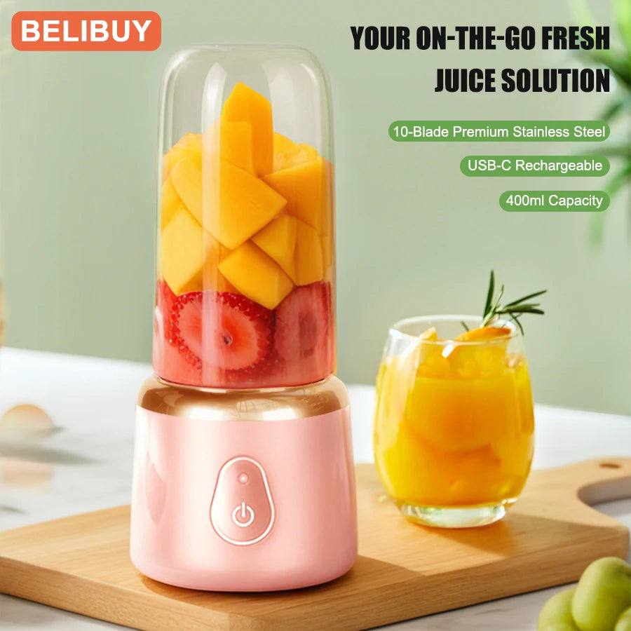 400ml Portable Juicer Blender  Electric Fruit Juicer USB Charging Lemon Orange Fruit Juicing Cup Smoothie Blender Machine
