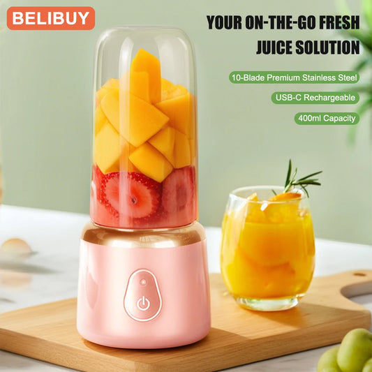 400ml Portable Juicer Blender  Electric Fruit Juicer USB Charging Lemon Orange Fruit Juicing Cup Smoothie Blender Machine
