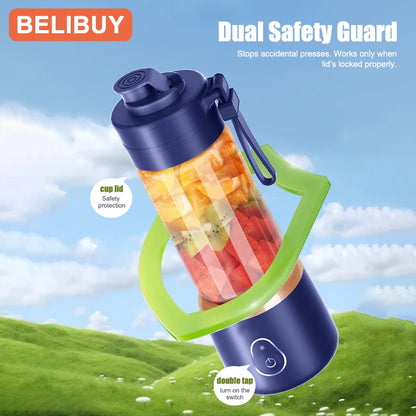 BELIBUY 450ML Electric Juicer Cup 2 Cups For Travel Portable Juicer Mixer Usb Charge Fresh Fruit Juice Personal Blender Smoothie