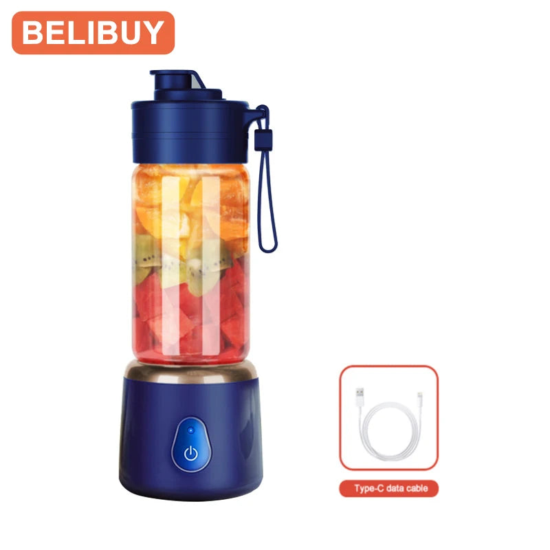 BELIBUY 450ML Electric Juicer Cup 2 Cups For Travel Portable Juicer Mixer Usb Charge Fresh Fruit Juice Personal Blender Smoothie