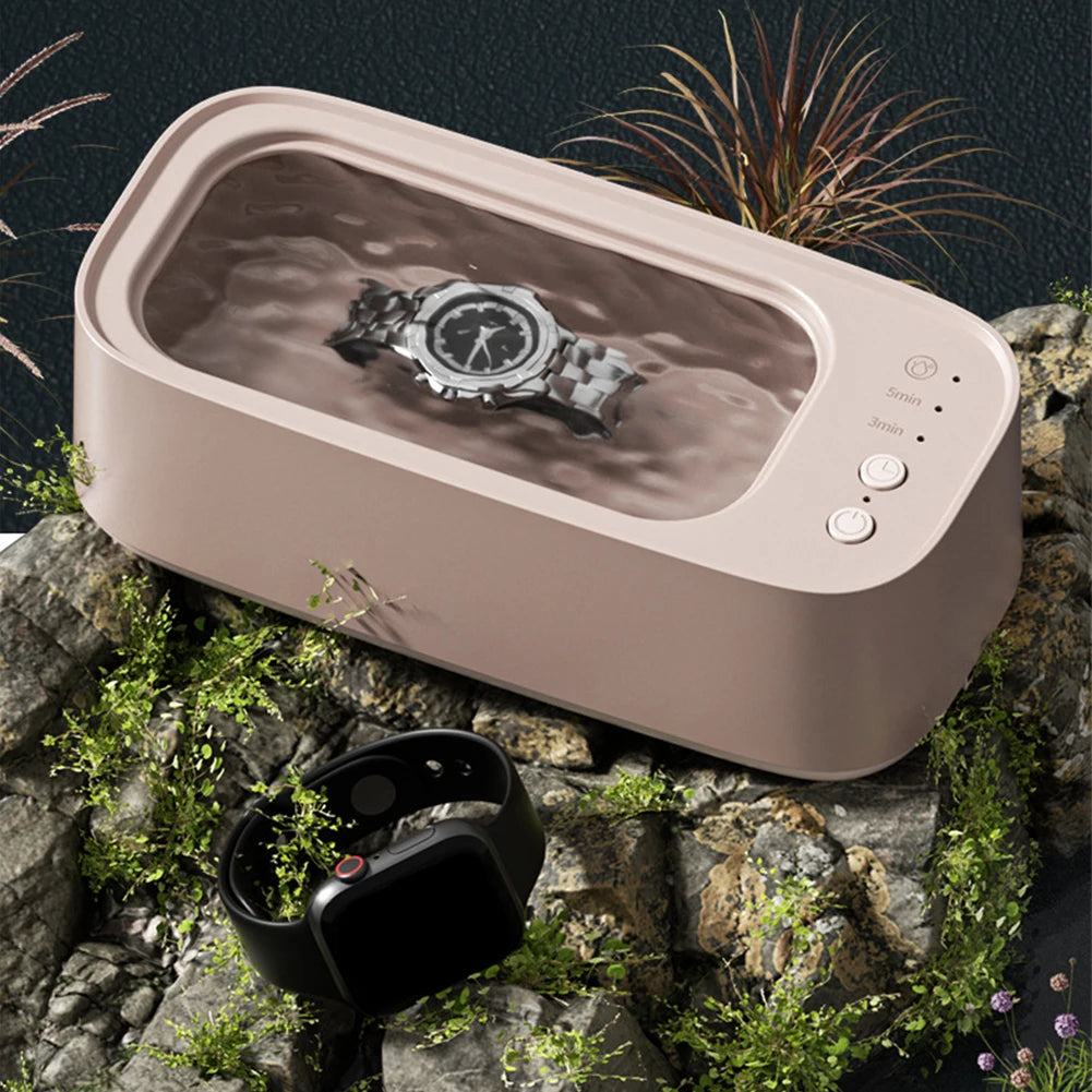 Portable Ultrasonic Cleaning Machine 45KHZ High Frequency Vibration Cleaner 360° Timing Washing for Jewelry/Eyeglass/Makeup Tool