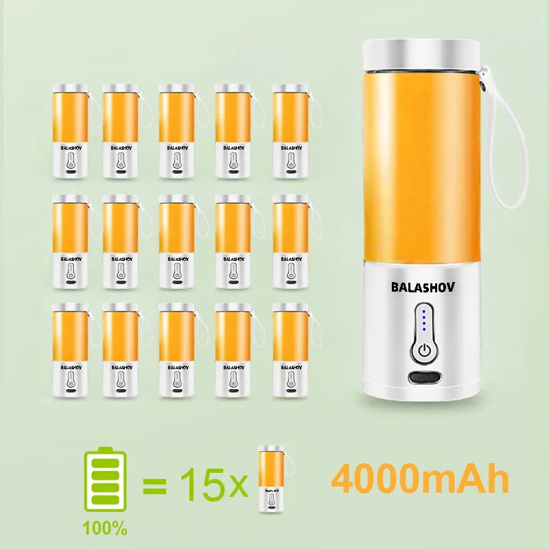 530ML Electric Juicer Portable Smoothie Blender USB Rechargeable Multifunction Fruit Mixer Machine Mini Juicer Maker Blender Cup